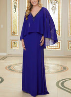 Robes de mère de la mariée de coupe trapèze/princesse à col en V ornées de perles 