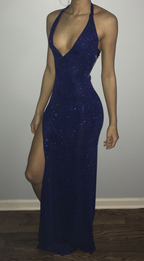 Robe de soirée bleu roi sexy à paillettes, robe de bal bleu roi Y4419