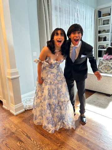 Special Floral Pattern Chiffon A-Line Prom Evening Dresses Y6721