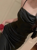 Vestido largo de noche blanco estilo sirena con tirantes finos y corte sexy Y7787