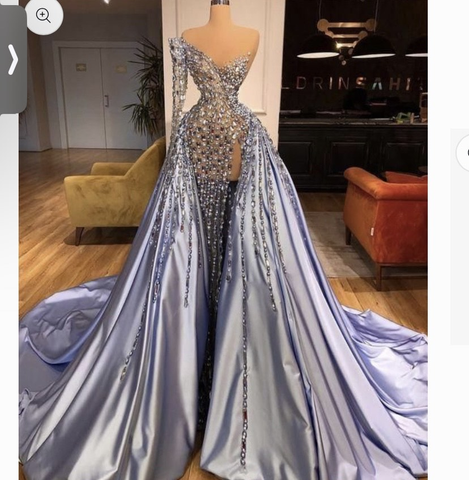 Robe de soirée violette élégante à une épaule, fente latérale et traîne. Magnifique robe de soirée sur mesure Y1127