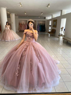 Vestido de gala con hombros descubiertos, vestido de princesa, vestido para quinceañera Y2255