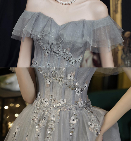 Off Shoulder A-line Evening Dress Fairy Graduation Dress Y5840