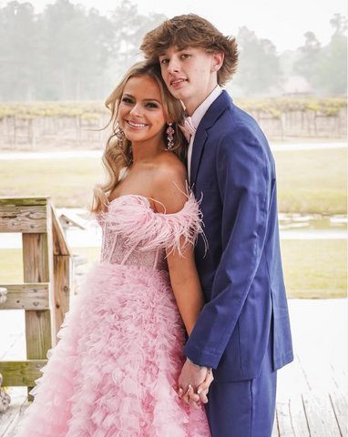 Vestido de noche de tul rosa con volantes, vestido de graduación de tul, corsé de tul, vestido de noche de tul Y6093
