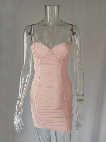 Vestido de verano para mujer, sexy, con tirantes, ajustado, para fiesta en discoteca, nuevo, rosa, informal, mini, para regreso a casa, Y950