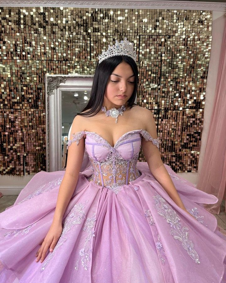 Vestido de baile de tul con hombros descubiertos, estilo dulce 16, modelo Y5657