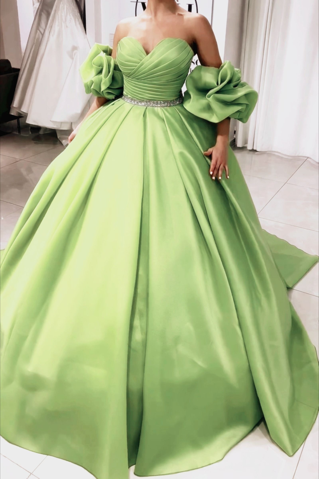 Vestido de baile verde único, talla 15, para quinceañera Y4497