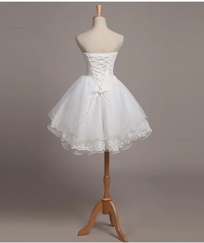 Ravissante robe courte de remise de diplôme en dentelle blanche et organza, robe de bal de fin d'année, robe courte de cérémonie pour adolescentes Y2088