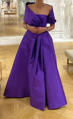 Robe de bal longue violette en satin, coupe trapèze, robe de soirée violette, Y2435