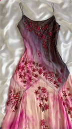 Precioso vestido de noche de gasa con tirantes finos y cuentas, estilo sirena, modelo Y8222