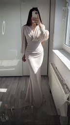 Robe de bal sirène vintage, robe de soirée modeste Y4559