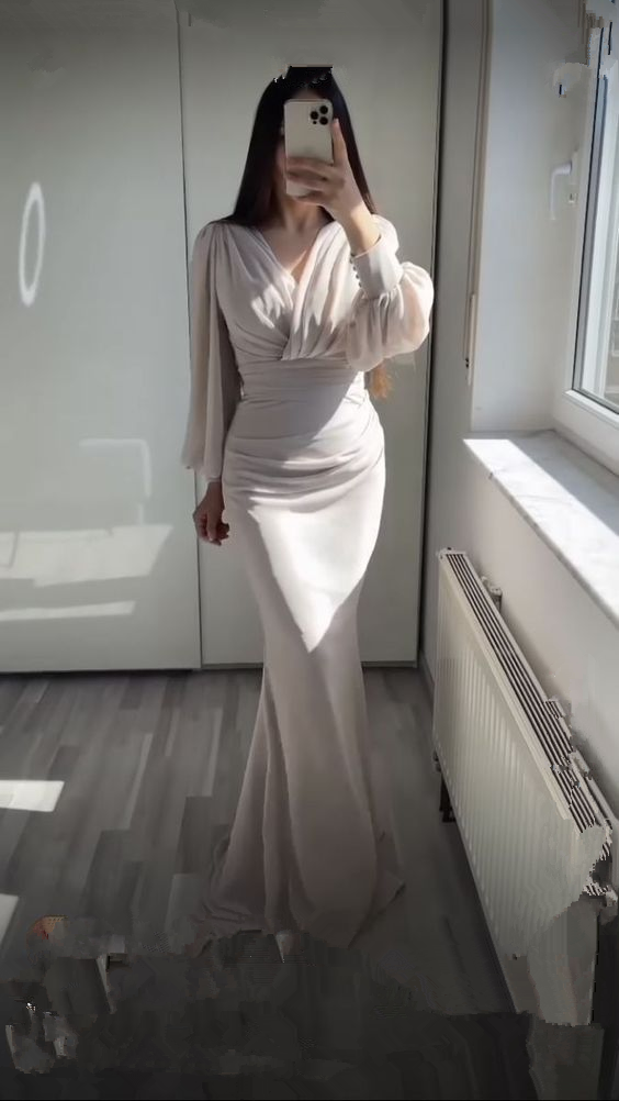 Robe de bal sirène vintage, robe de soirée modeste Y4559