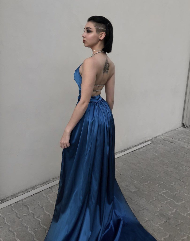 Robe de bal bleue sexy dos nu, robe de soirée bleue Y4567