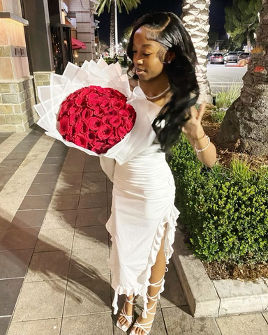 Vestido de noche blanco sexy sin tirantes con volantes, ideal para cumpleaños (Y7945)