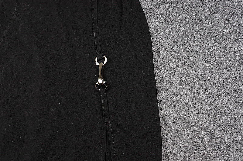 Vestido de fiesta negro de mujer con cuello halter y abertura, sexy vestido de noche negro sin mangas Y1161