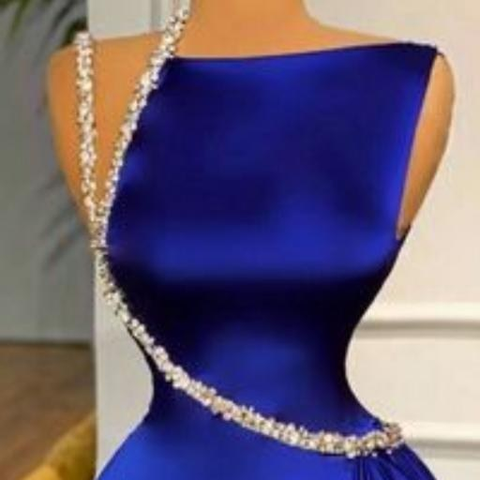 Robes de soirée élégantes et sobres bleu roi Y4193