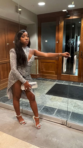 Robe de soirée argentée à paillettes pour anniversaire, robe de bal argentée Y5344