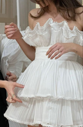 Robe de soirée courte blanche, robe de bal de fin d'année Y5971