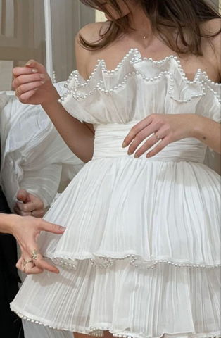 Vestido corto blanco de fiesta, vestido de graduación Y5971