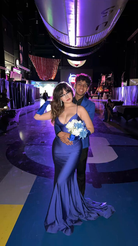 Robe de soirée sirène bleu roi classique avec traîne Y4229