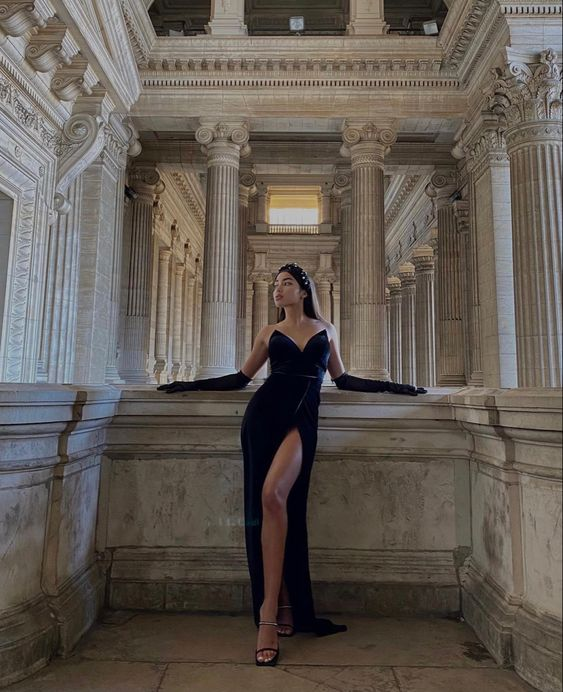 Robe de bal noire simple à décolleté cœur, robe de soirée noire, robe de concours Y6355