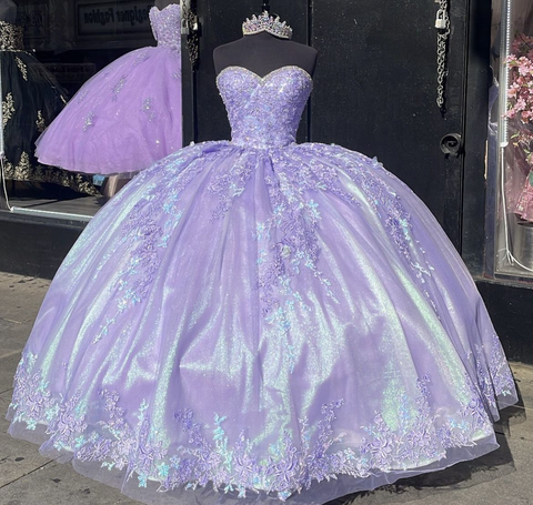 Robe de bal princesse en dentelle lavande pour quinceañera, robe de soirée pour 16 ans, référence Y2119