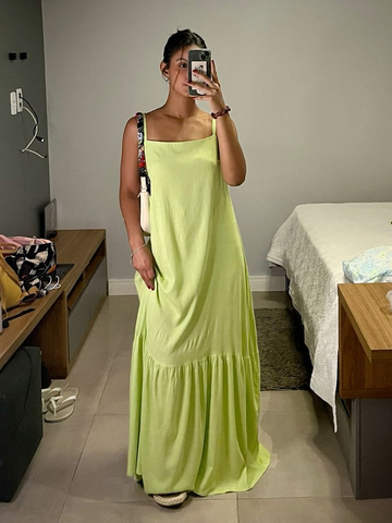 Simple Green Straps Long Evening Dress Green Maxi Dress Y6938