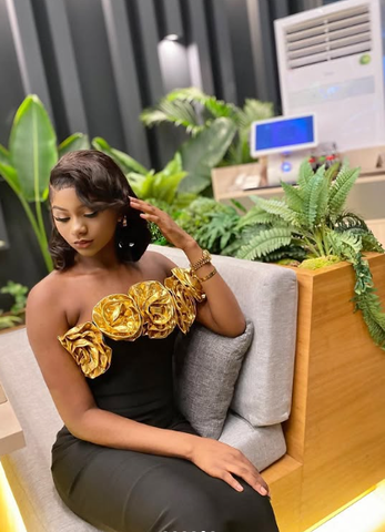 Gorgeous Black Off The Shoulder Flowers Long Evening Dress Mermaid Prom Dress Y8476