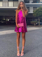 Vestido de fiesta de bienvenida con lentejuelas corte en A Y2330