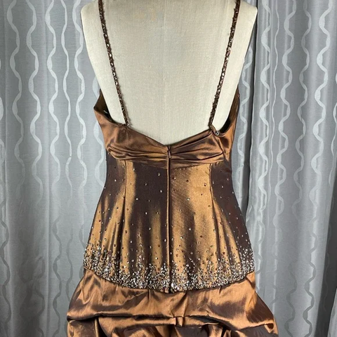 Vintage Satin Beaded Ruched Evening Dress Memaid Prom Dress Y8243