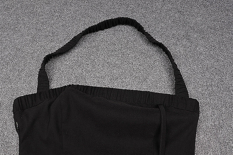 Vestido de fiesta negro de mujer con cuello halter y abertura, sexy vestido de noche negro sin mangas Y1161