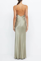 Robe de soirée longue en satin jaune sexy à col V Y7882