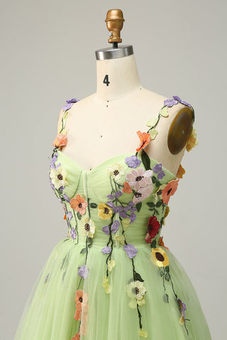 Champagne A Line Spaghetti Straps Short Homecoming Dress with Appliques