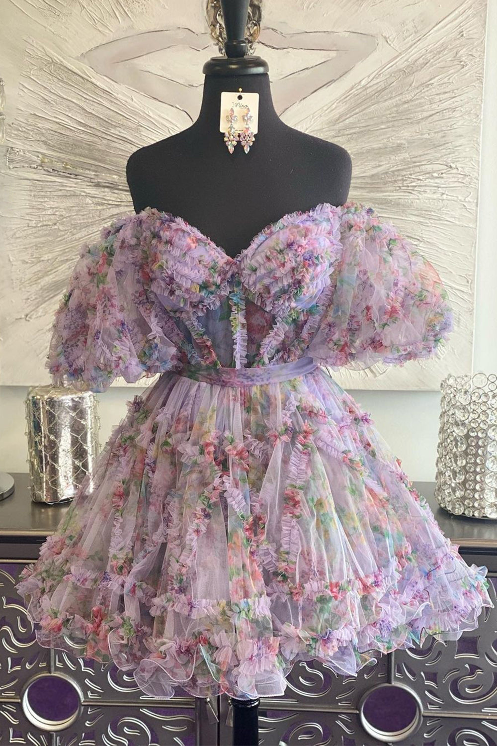Vestido estampado de corte asimétrico para baile de bienvenida
