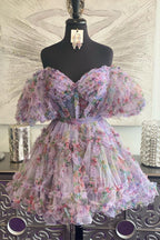 Vestido estampado de corte asimétrico para baile de bienvenida