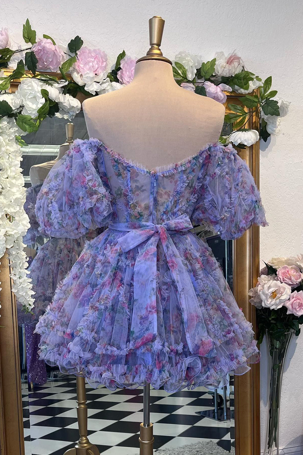 Vestido estampado de corte asimétrico para baile de bienvenida