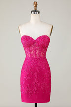 Bodycon Black Sweetheart Corset Short Homecoming Dress with Appliques