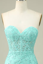 Bodycon Light Green Sweetheart Corset Short Homecoming Dress with Appliques