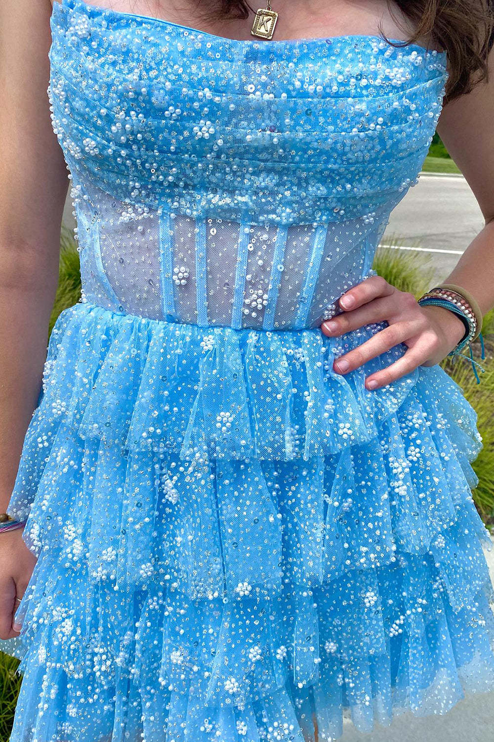 Willow | Robe de bal de promo trapèze bustier à volants