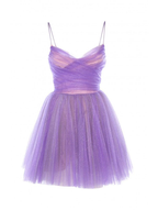 Vestido de fiesta de bienvenida con tirantes finos y corte en A, de tul, estilo línea A, ideal para cumpleaños y ocasiones especiales (Y2512)