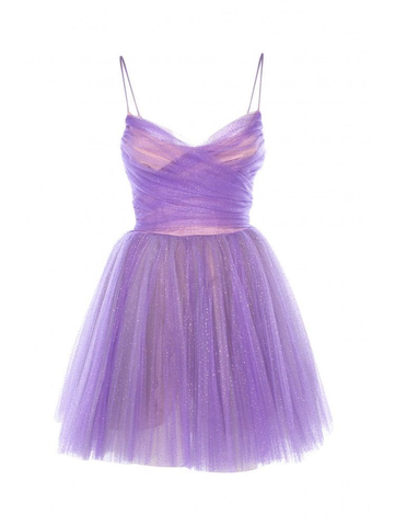 Robe de bal de promo trapèze à fines bretelles en tulle, robe mignonne pour une fête d'anniversaire Y2512