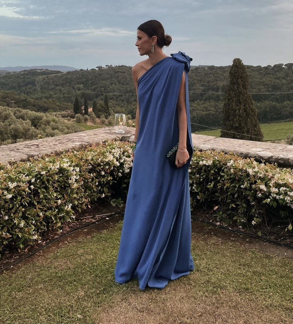 Robe de bal longue simple couleur unie, robe de soirée asymétrique Y4758