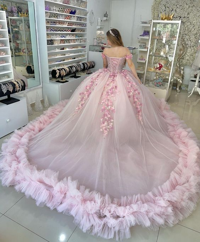Robe de bal rose bouffante pour quinceañera, robe rose pour sweet 16 Y6053