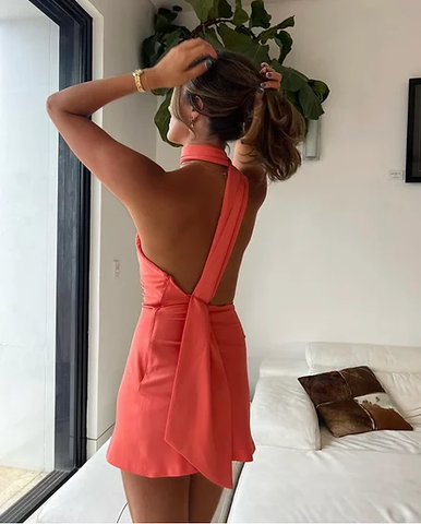 Robe de soirée chic à col halter Y2769