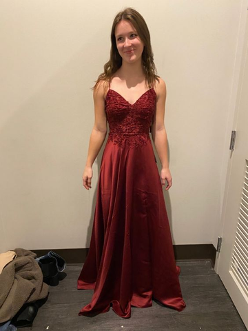 Elegant Burgundy A-line Evening Dress Burgundy Graduation Dress Y6428