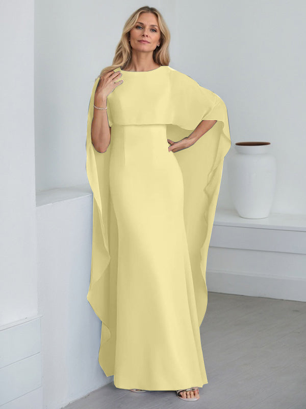 Vestido de gasa de corte recto, largo hasta el suelo, para la madre de la novia, con volantes en cascada. 