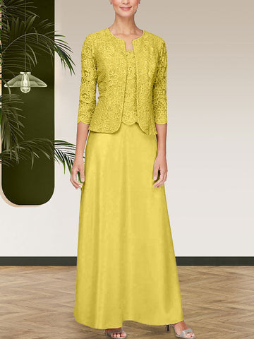 Glitter Lace & Satin Skirt Jacket Dress with Open Jacket