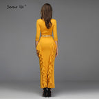 Yellow V-Neck Mermaid Sexy Evening Dresses 2025 Ruffles Sequined Ankle-Lenght Evening Gowns Design QA8037