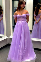 Off-the-Shoulder Bustier A-Line Tulle Prom Dress Formal Dress