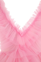 Precioso vestido rosa de tul corte A para fiesta de bienvenida, vestido rosa de graduación Y2451